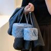 Cotton One-shoulder diamond grid bag