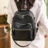 PU Leather Dual-use Casual Small Backpack Women