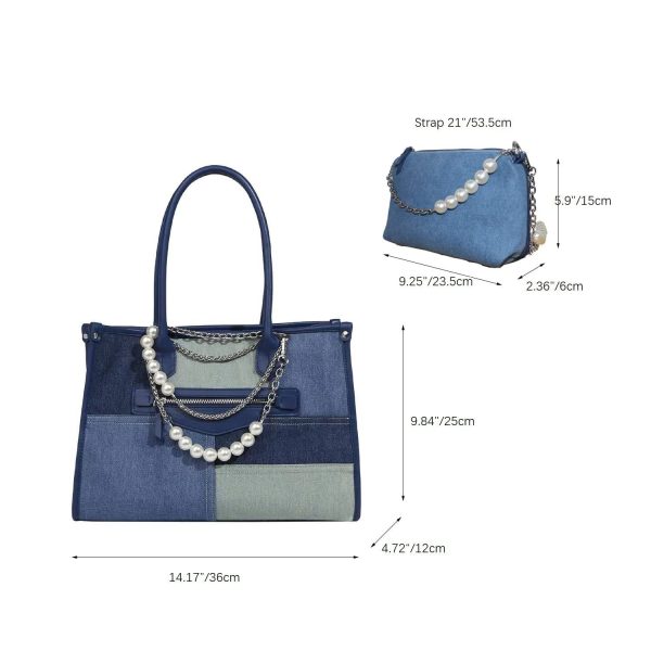 2 IN 1 Denim Shoulder Handbag