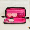 Nylon travel portable cosmetic bag with double zipper