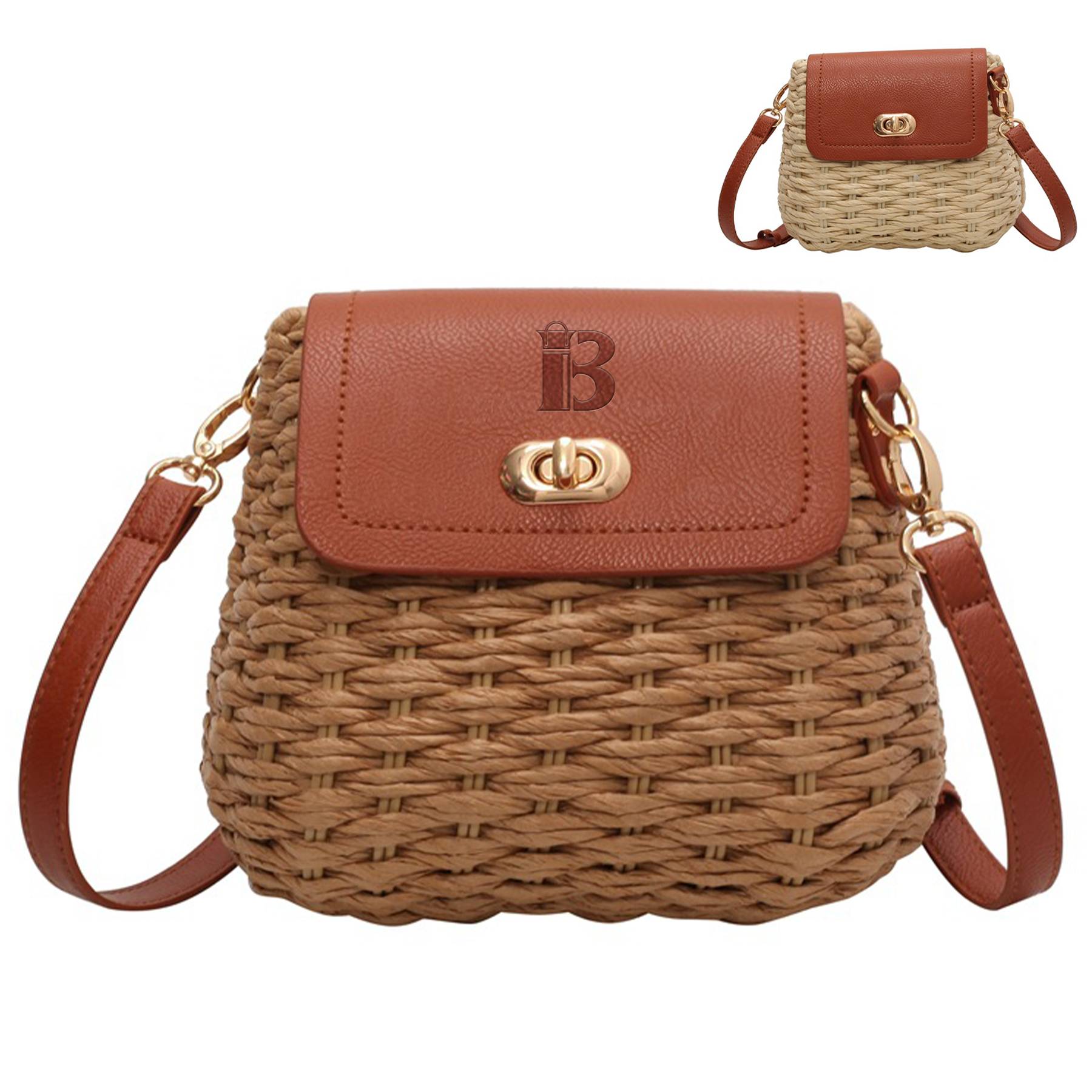 Jute Versatile cross-body straw bag
