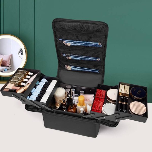 Black Travel Makeup Bag Storage Box For Women