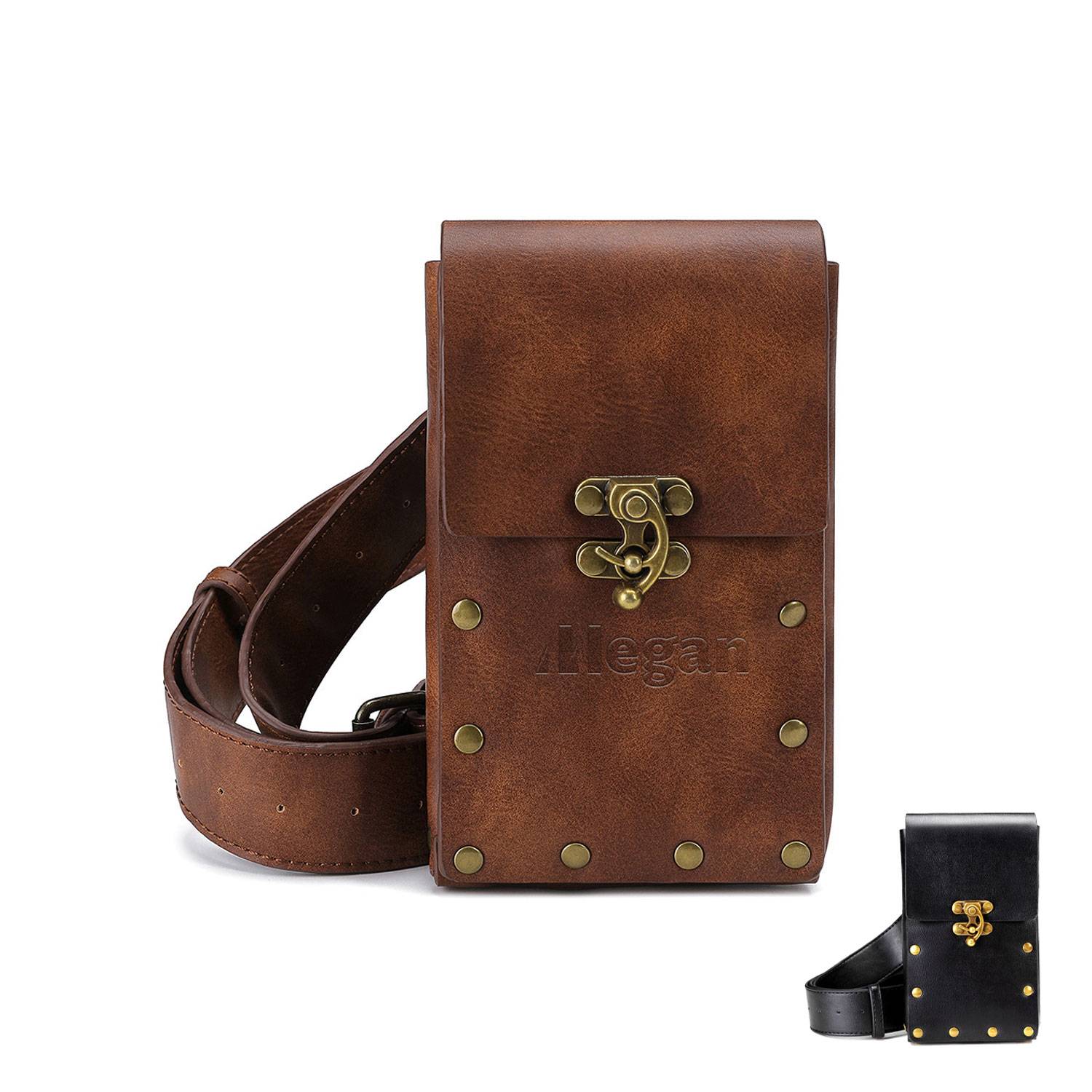 PU retro women's outdoor diagonal sports mini waist bag