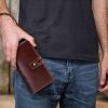 PU Leather Small vintage 3 times blocking Wristlet wallet