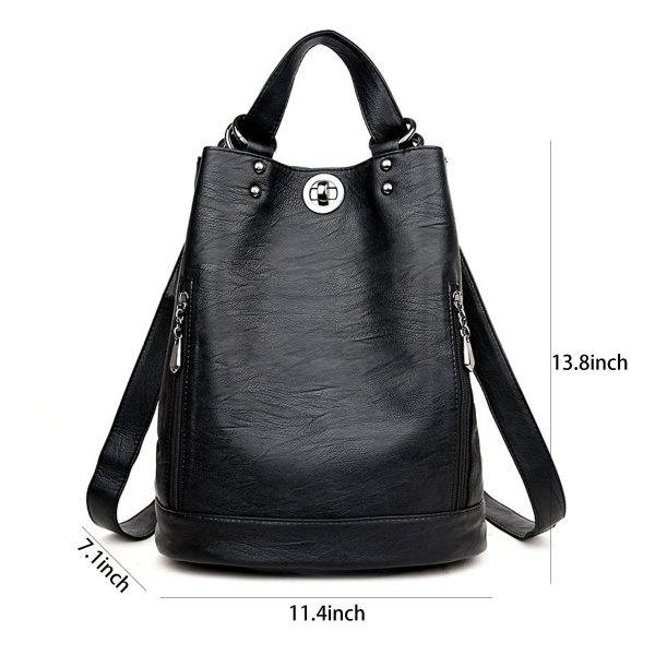 Pu high-capacity Bucket Backpack Women