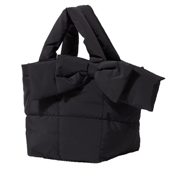 Female Simple Soft Down Bowknot Handbag Tote Bag