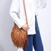 PU Hand-woven tassel shoulder cross-body bag