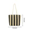 Women Beach Straw Striped Tote Bag