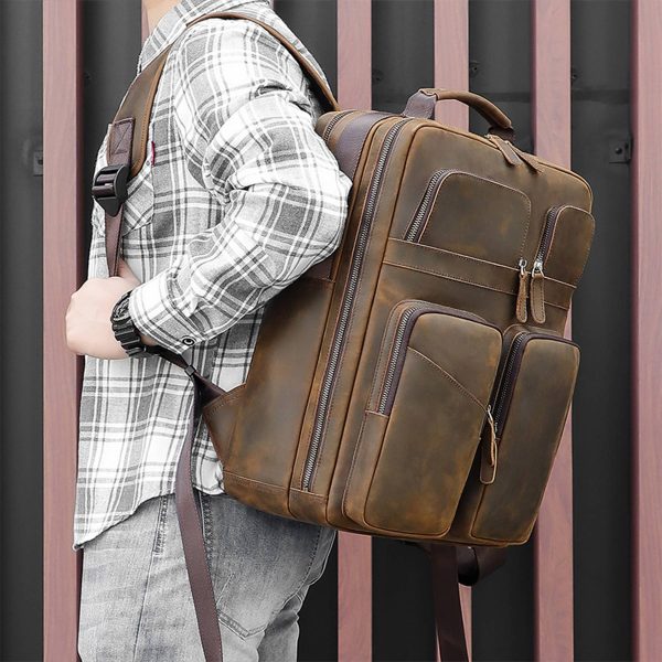 Large Genuine Leather Backpack for Men