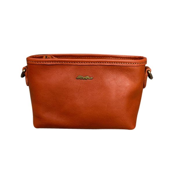 Genuine Leather Single Shoulder Retro Wide Crossbody Bag