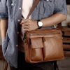 Genuine Leather Shoulder Crossbody Bag for Men Work Business