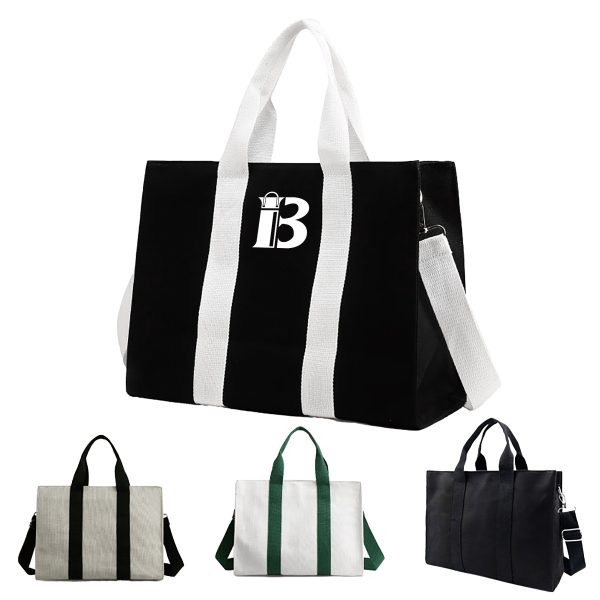 Stylish Canvas Tote Crossbody Bag Zipper Closure
