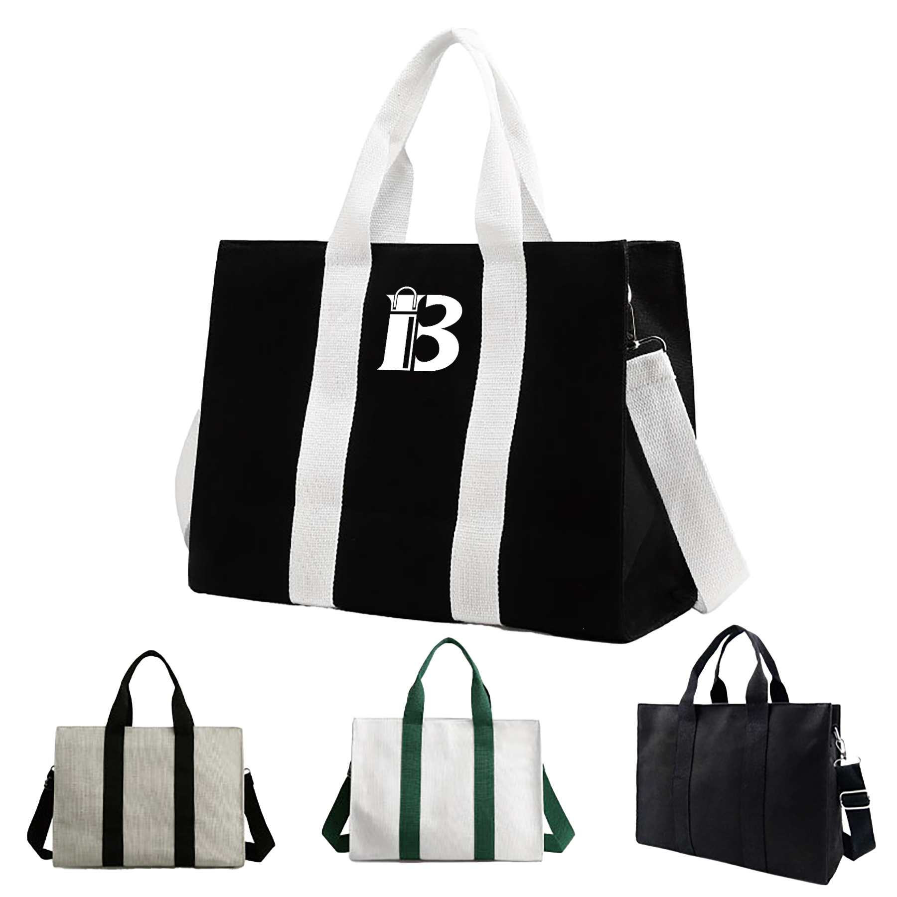 Stylish Canvas Tote Crossbody Bag Zipper Closure