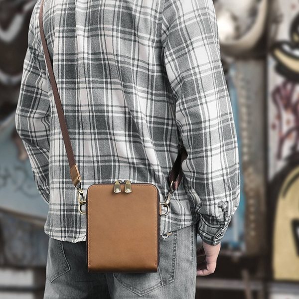Genuine Leather Men's Casual Small Square Bag
