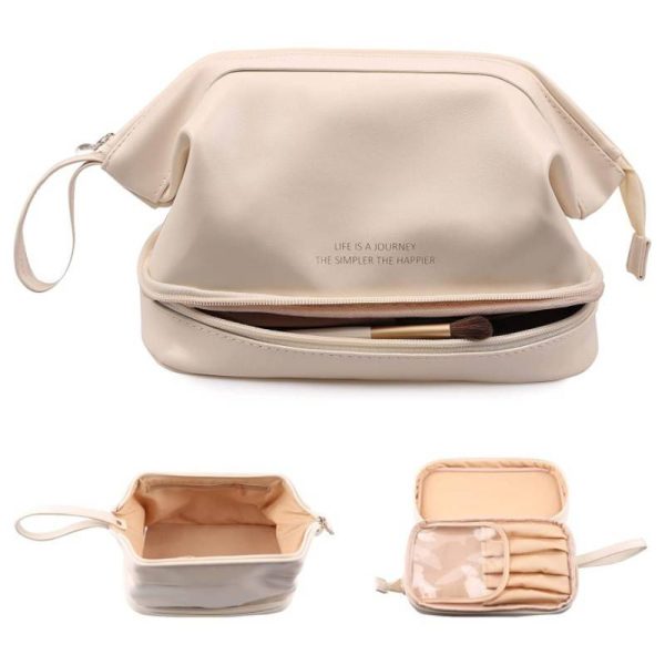 PU Leather Double Layer Cosmetic Bag