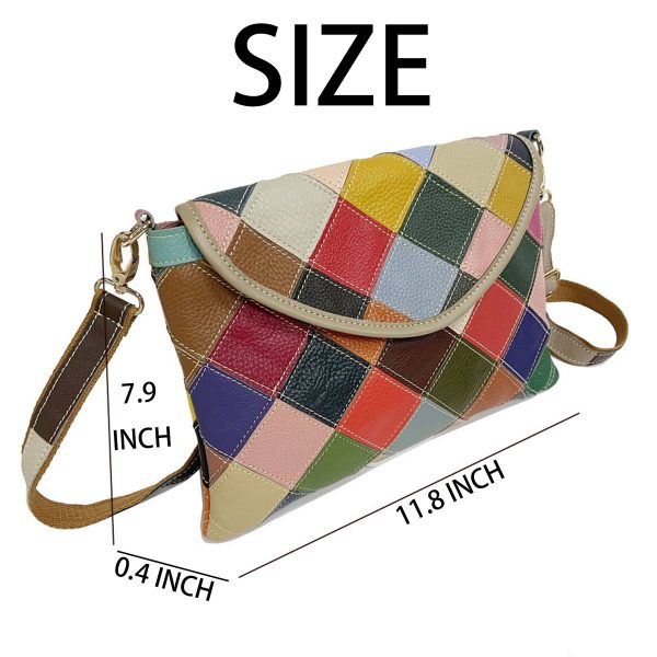 Genuine Leather Lingered panels shoulder cross-body bag