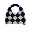 Polyester checked knit tote bag