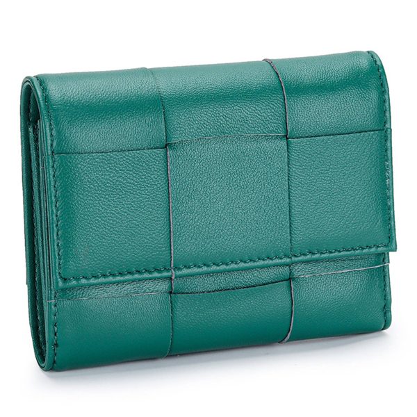 Genuine Leather Stylishly woven short coin purse