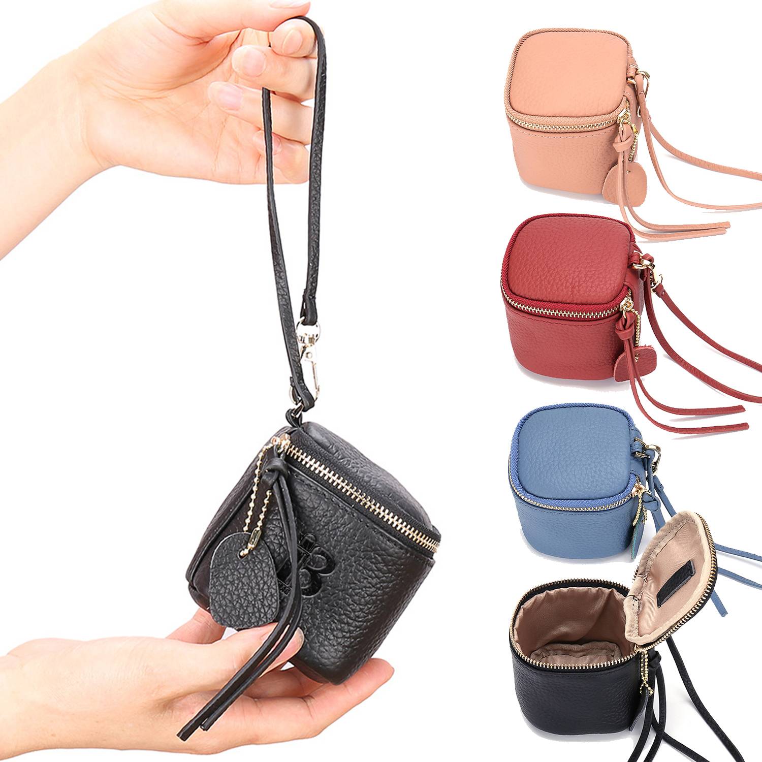 Genuine leather women's mini carrying coin bag