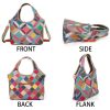 Genuine Leather Colourful hand-paneled shoulder tote bag