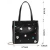 Geniune Leather Crossbody Bag Studded With Shinestones