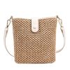 Summer Straw Women Woven Crossbody Bucket Bag