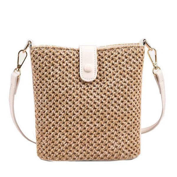 Summer Straw Women Woven Crossbody Bucket Bag