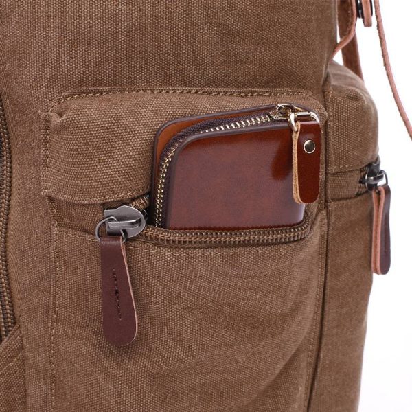 Canvas Vintage Backpack PU Leather Casual Bookbag