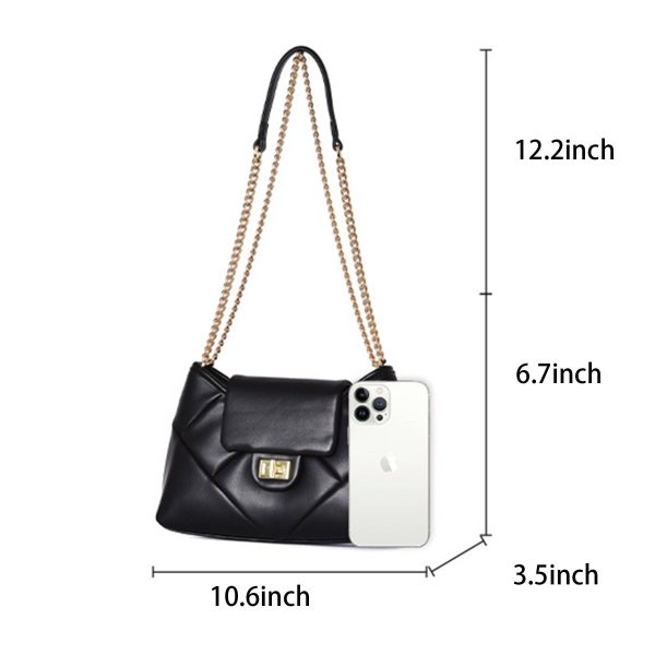 PU Shoulder Cross-body Bag for Women with Chain Strap