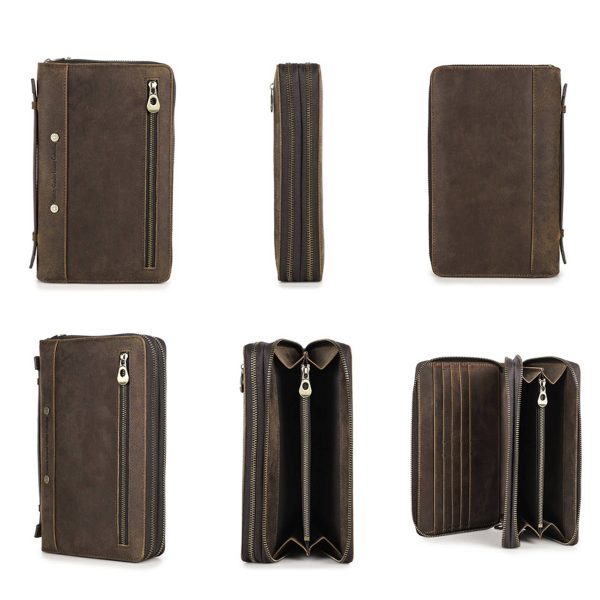 Genuine Leather RFID 2 fold Horizontal square shape Wallets