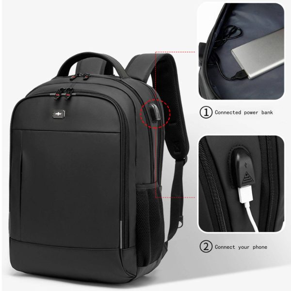 Oxford large capacity backpack with USB charging port