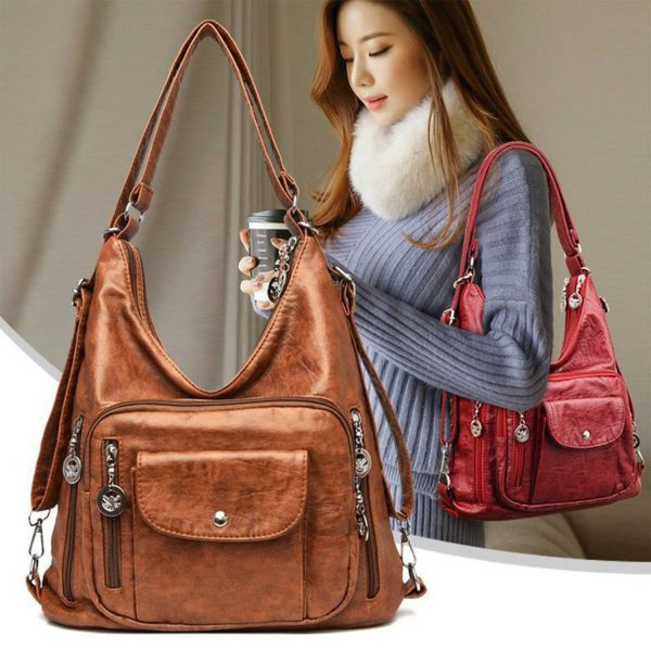 Retro PU Leather Fashion Tote Bag