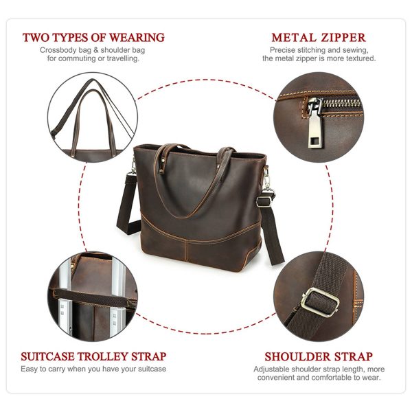 Genuine Leather Large handheld Laptop Cross-body Bag