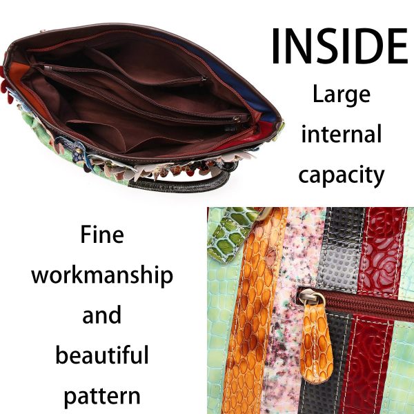 Genuine Leather Serpentine floral coloured stud shoulder bag