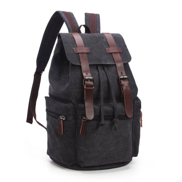 Canvas Vintage Backpack PU Leather Casual Bookbag