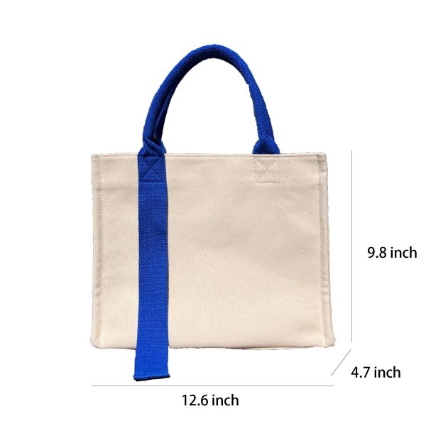 Canvas Reusable Crossbody Shopping Tote Bag with Ribbon