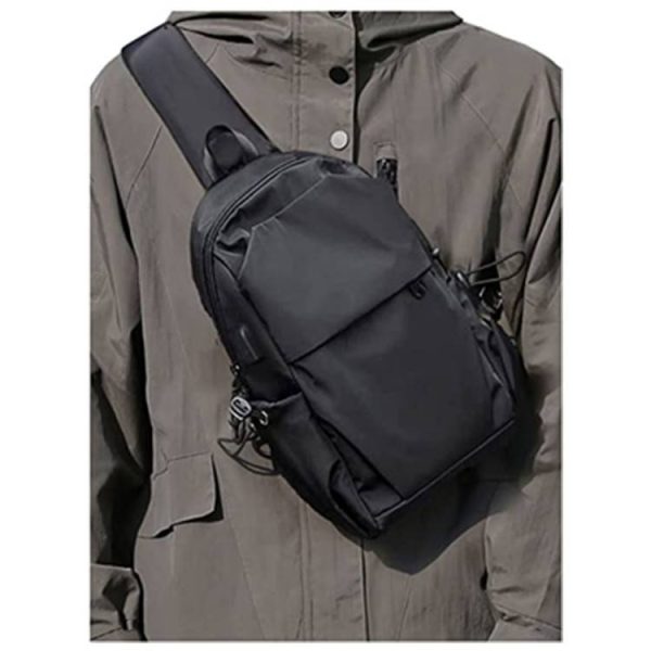 Nylon Small Black Sling Crossbody Bag With USB Charging Port