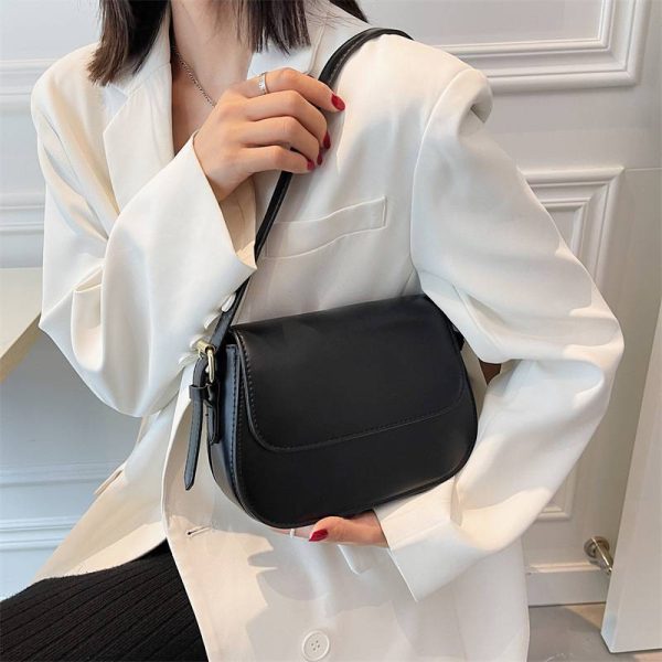 Women's PU Leather Minimalist Saddle Tote Bag