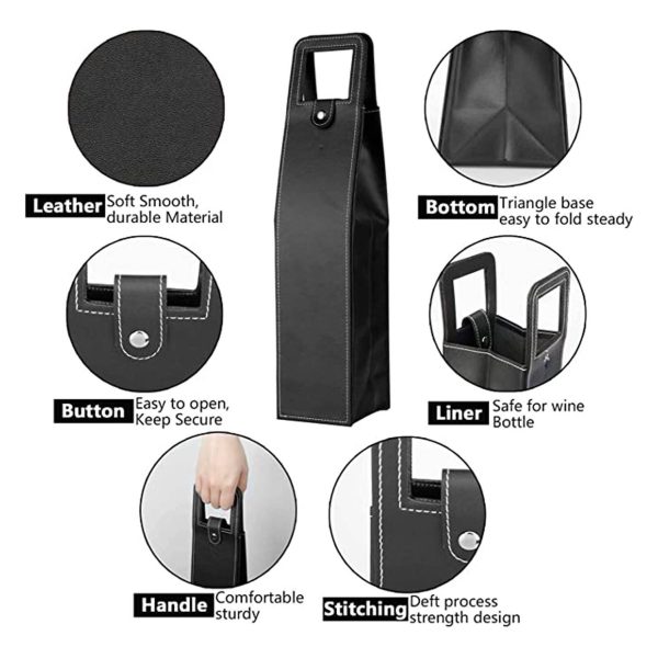 PU Leather Wine Carrier Tote Bag