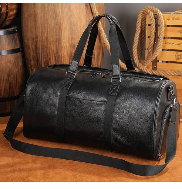 Genuine Leather Travel Weekender Duffel Bag for Men