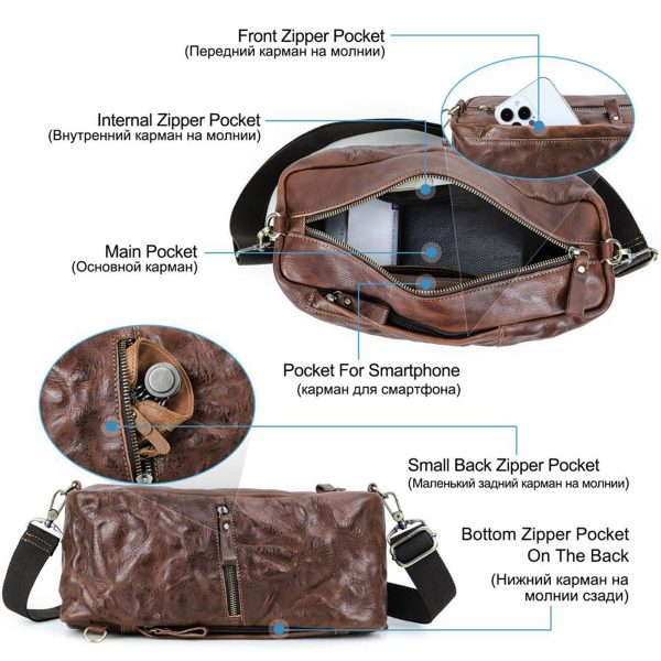 Genuine Leather High-capacity Waterproof Cross-body Bag Men