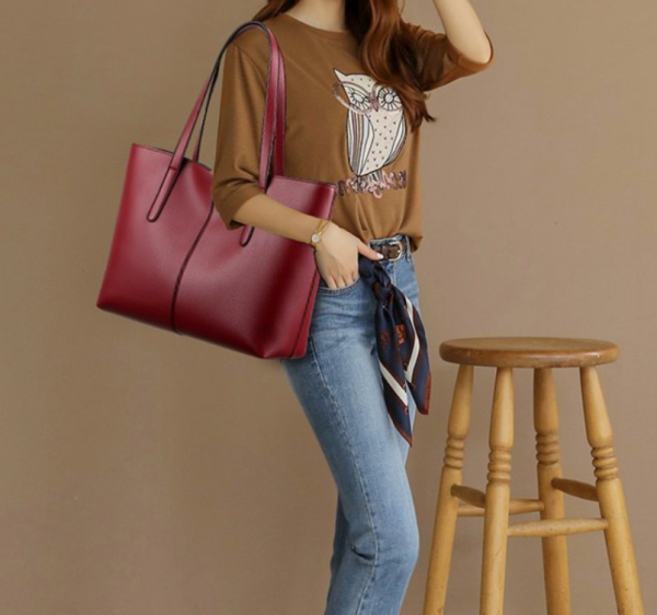 PU Leather Tote bag Retro shoulder handbag