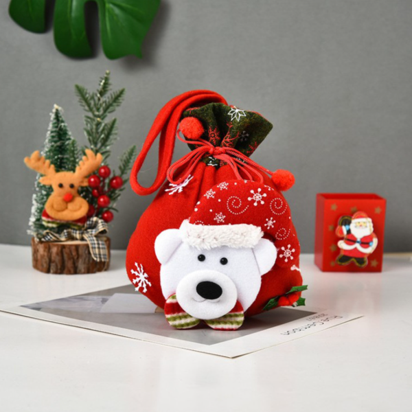 3D Designs Flannel Decoration Christmas Drawstring Gift Bags