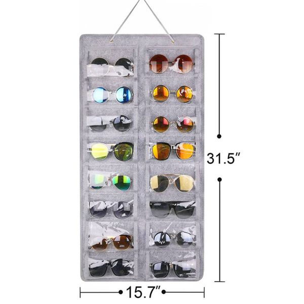 16 Slots Dust Proof Wall Pocket Sunglasses Organizer