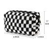 Wool Large Checkered Cosmetic Storage Bag with High Capacity