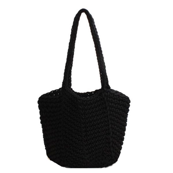 Jute Women Cotton Knitted Tote Mesh Beach Bag
