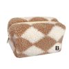 Lambswool Checkerboard Travel Makeup Bag
