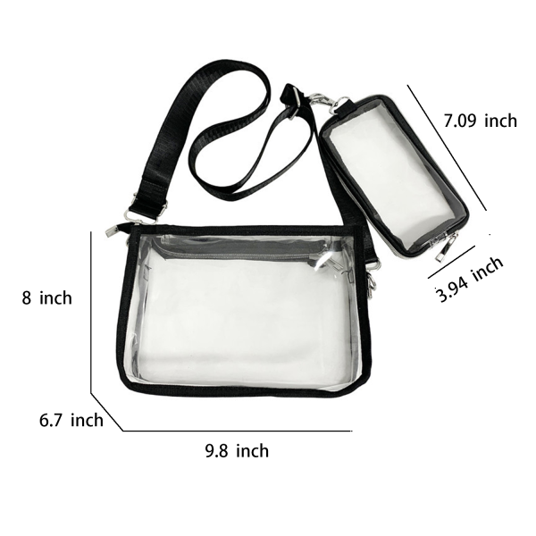 Clear PVC Shoulder Bag Purse Crossbody w/ Phone Case
