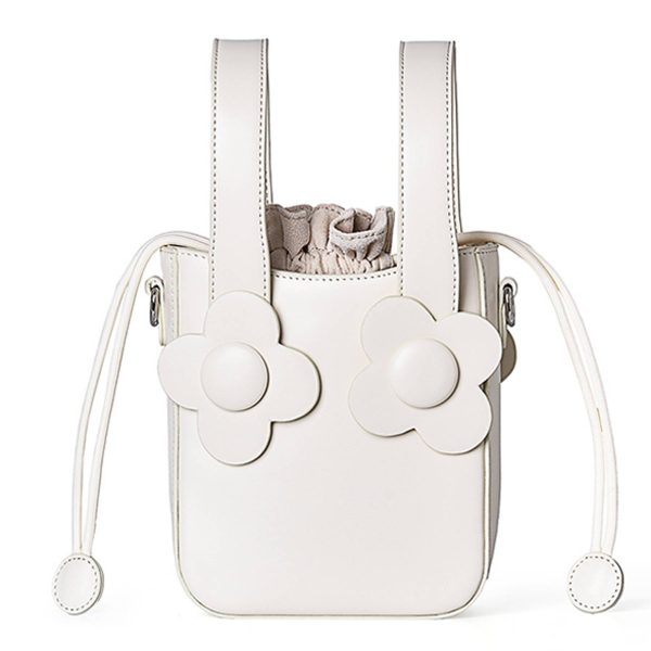 PU Leather Drawstring Bucket Tote Bags for Women