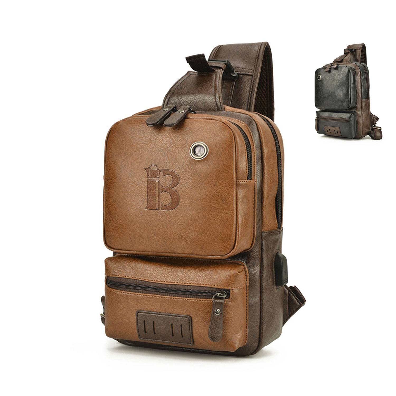 PU Leather Sling Backpack